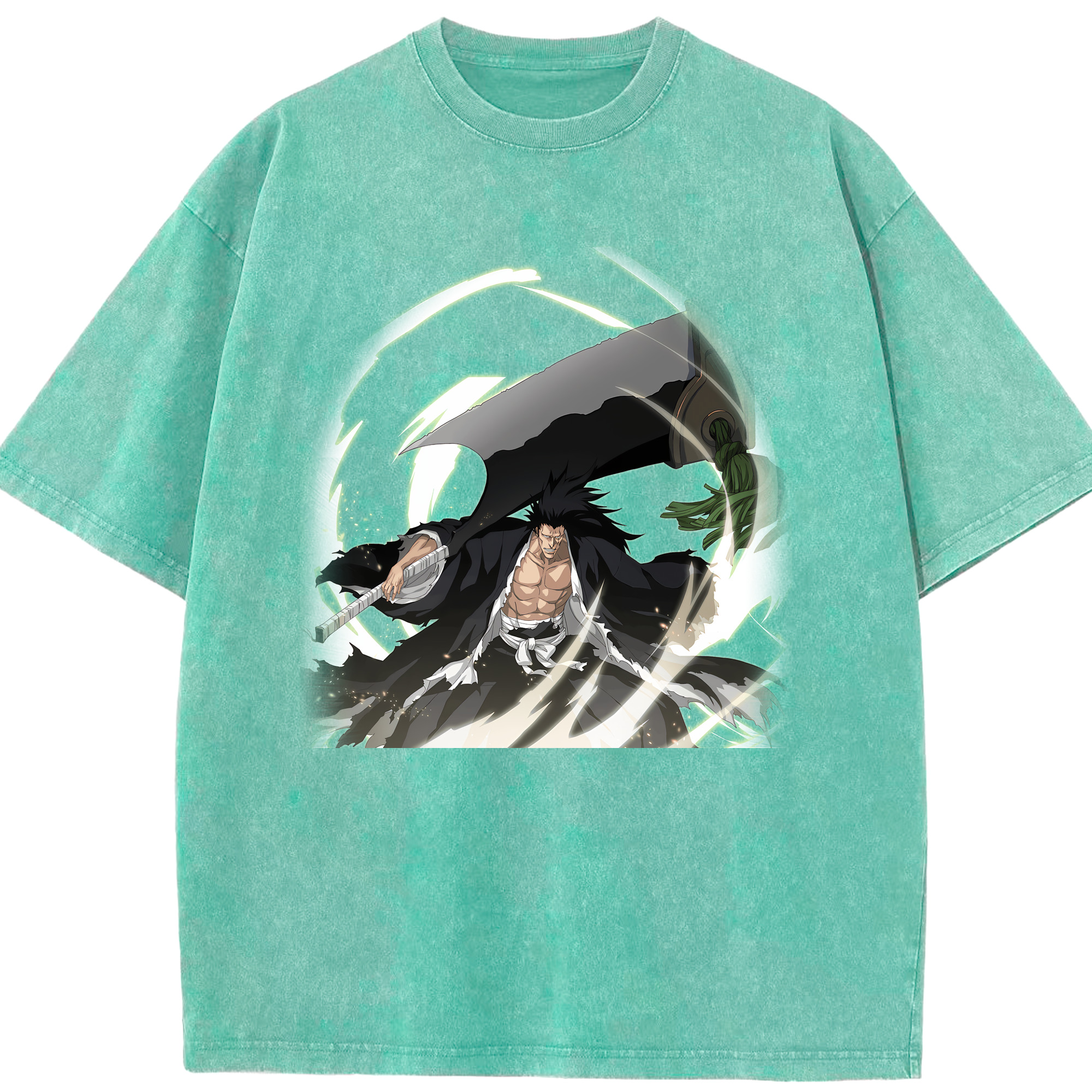 （画像用） ブリーチ ざらき けんぱち BLEACH Zaraki Kenpachi 綿100% ヴィンテージ風 半袖Tシャツ（フロントプリント）